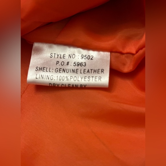 Women's Orange Leather Jacket - Picture 5 of 5